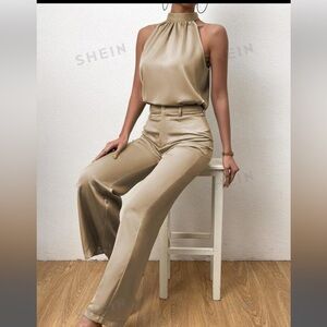 Halter top and matching flare leg pants